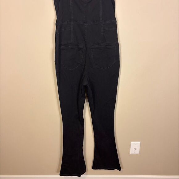 We The Free Free People Black Short Sleeve Sweetheart Neckline Denim Jumpsuit Si - Picture 6 of 9